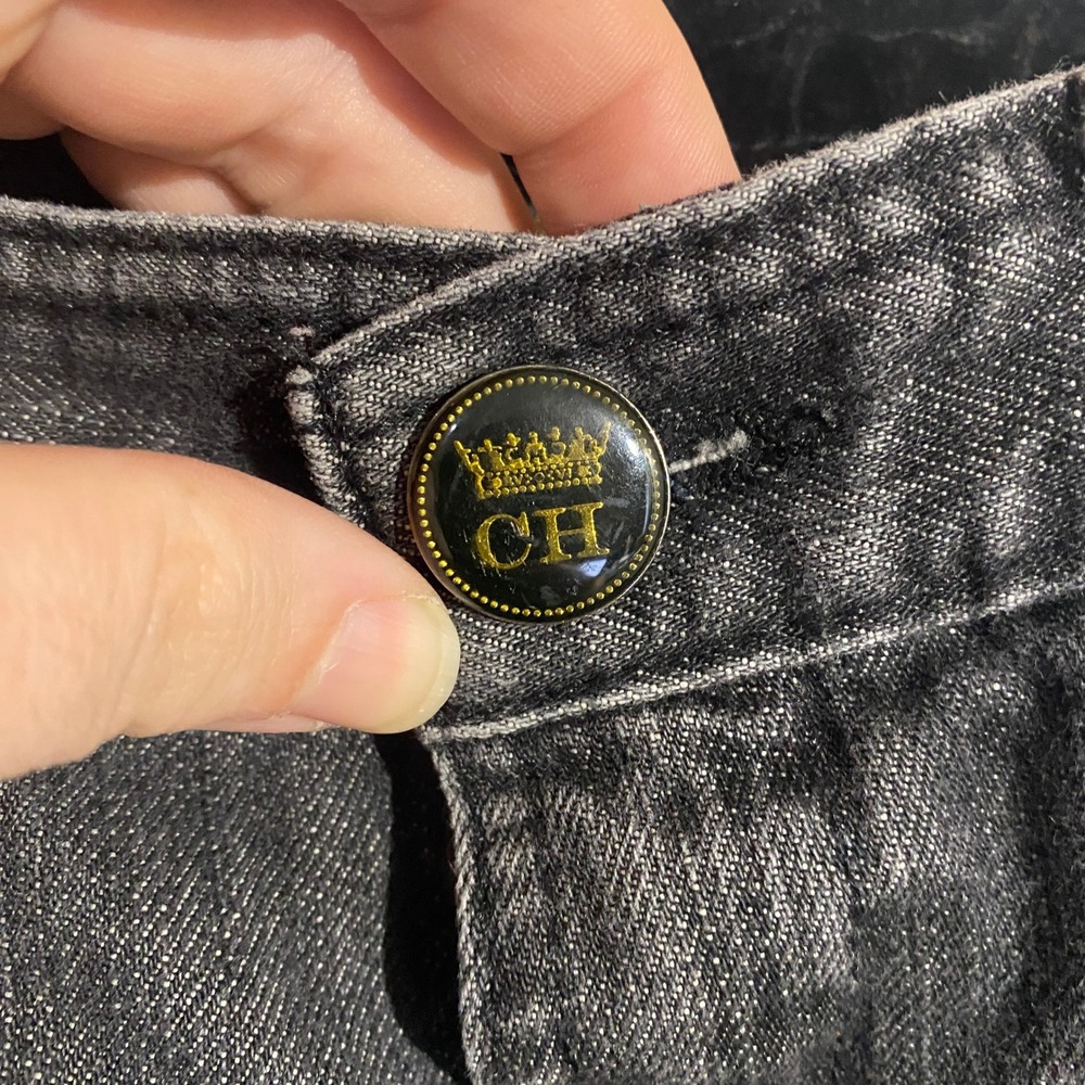 Crown Holder Imperial Brand Mens Faded Black Jeans Velvet Studded Pockets 34x31 - Picture 7 of 16